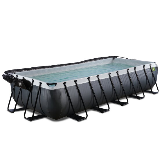 EXIT Black Leather Pool 540x250x100cm mit Sandfilterpumpe und Abdeckung - schwarz