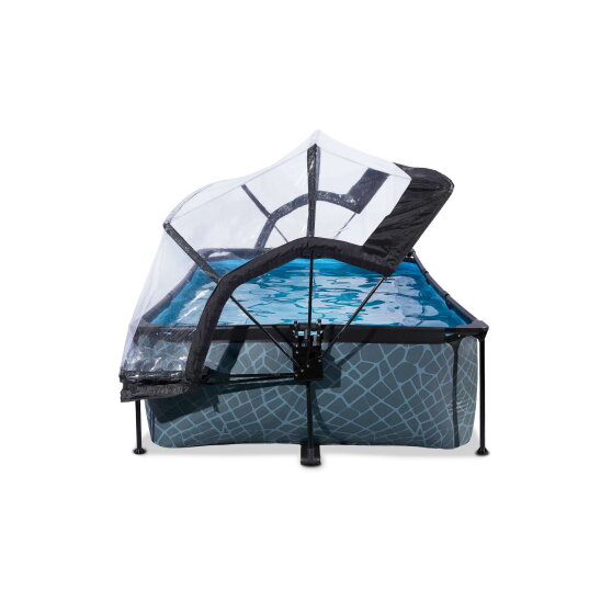 EXIT Stone Pool 220x150x65cm mit Filterpumpe und Abdeckung - grau