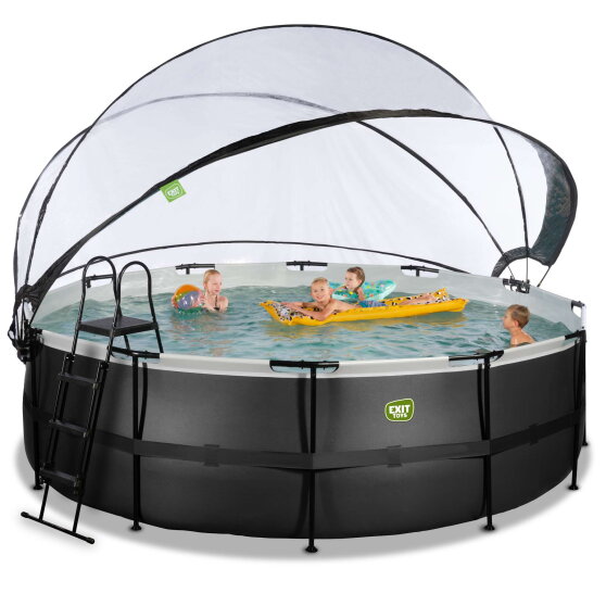 EXIT Black Leather Pool &oslash;450x122cm mit Sandfilterpumpe und Abdeckung - schwarz