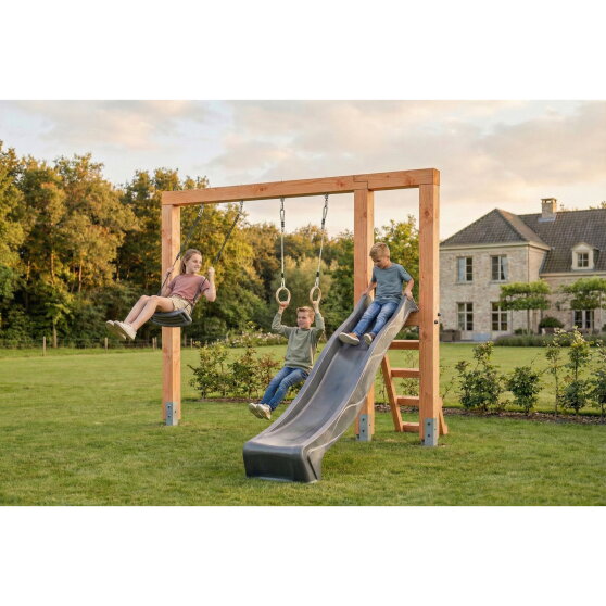 EXIT Linea Massiv 140 Schaukel mit Rutsche und Turnringen