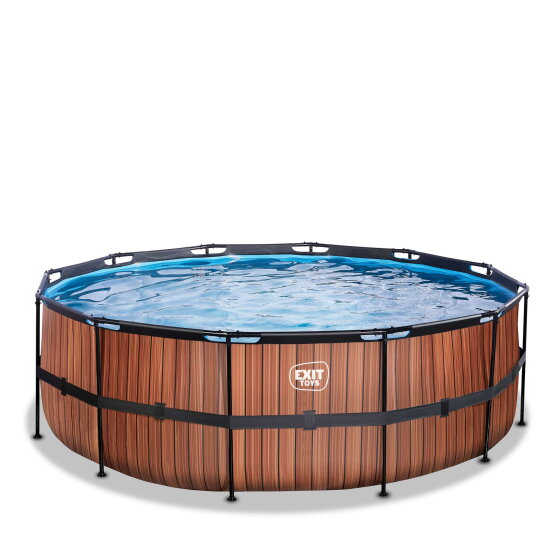 EXIT Wood Pool &oslash;427x122cm mit Filterpumpe - braun