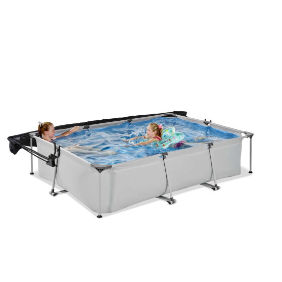 EXIT Soft Grey Pool 300x200x65cm mit Filterpumpe und Sonnensegel - grau