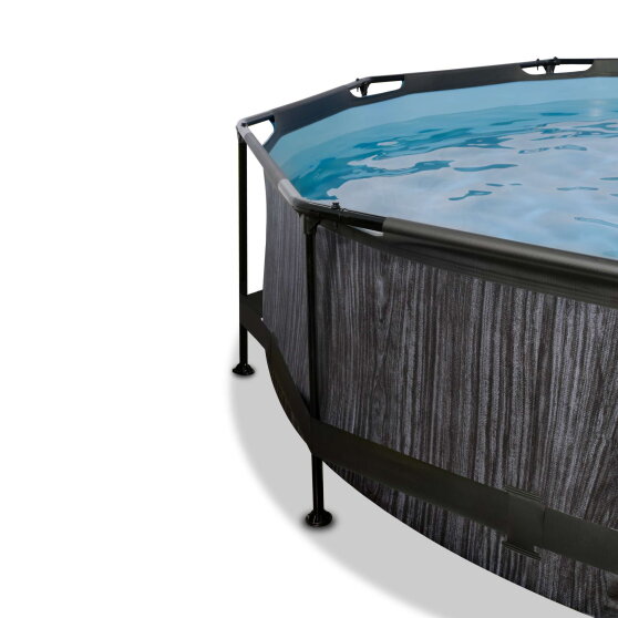 EXIT Black Wood Pool &Oslash;300x76cm mit Pumpe & Abdeckung