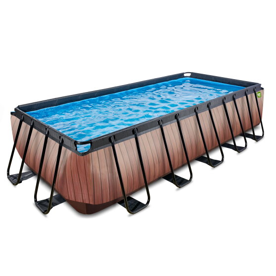 EXIT Wood Pool 540x250x122cm mit Filterpumpe - braun