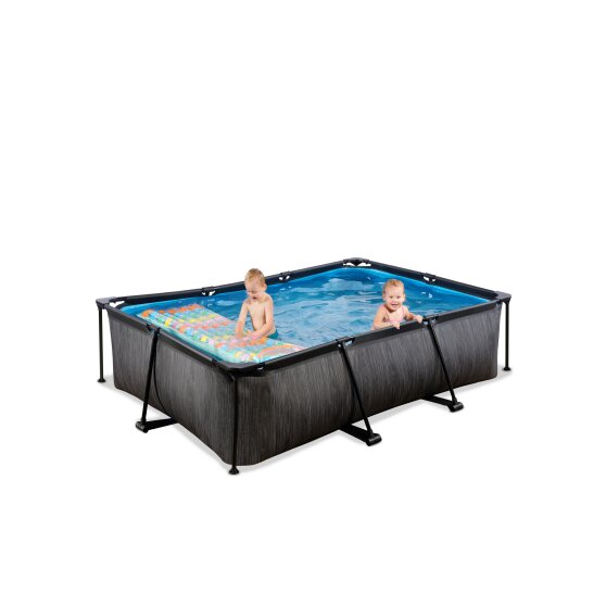 EXIT Black Wood Pool 220x150x65cm mit Filterpumpe - schwarz