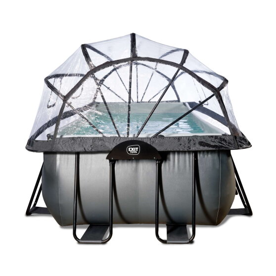 EXIT Black Leather Pool 540x250x122cm mit Sandfilterpumpe und Abdeckung und Wärmepumpe - schwarz