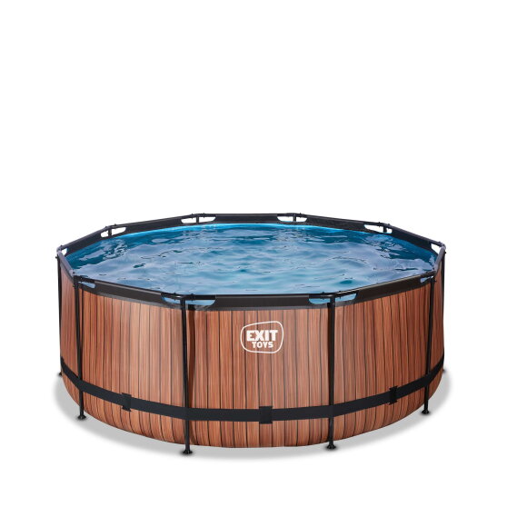 EXIT Wood Pool &oslash;360x122cm mit Sandfilterpumpe - braun
