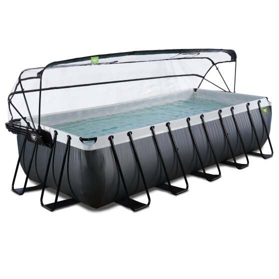 EXIT Black Leather Pool 540x250x122cm mit Sandfilterpumpe und Abdeckung - schwarz