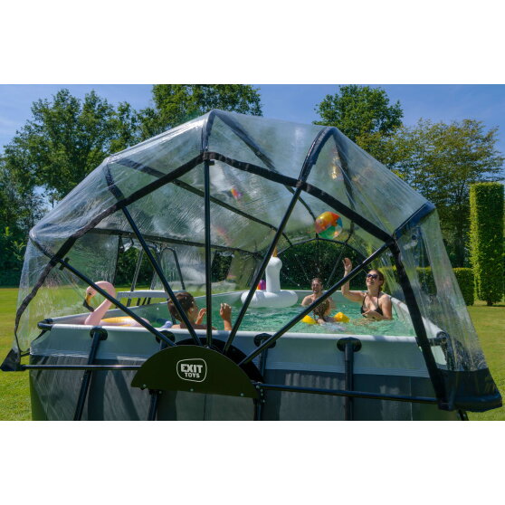 EXIT Black Leather Pool 540x250x122cm mit Sandfilterpumpe und Abdeckung - schwarz