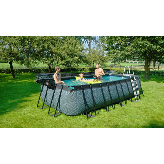 EXIT Wood Pool 540x250x122cm mit Sandfilterpumpe und Abdeckung - braun