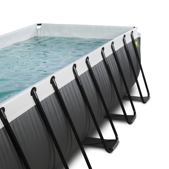 EXIT Black Leather Pool 540x250x100cm mit Sandfilterpumpe und Abdeckung und Wärmepumpe - schwarz