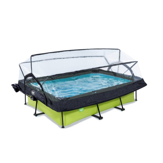 EXIT Lime Pool 220x150x65cm mit Filterpumpe und Abdeckung und Sonnensegel - grün