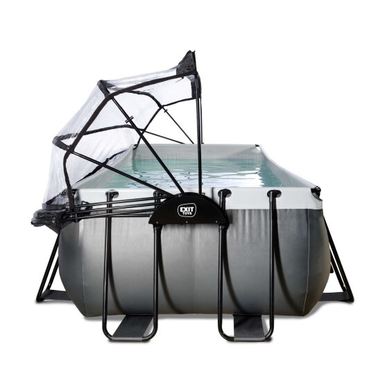 EXIT Black Leather Pool 400x200x122cm mit Sandfilterpumpe und Abdeckung und Zubeh&ouml;rset - schwarz