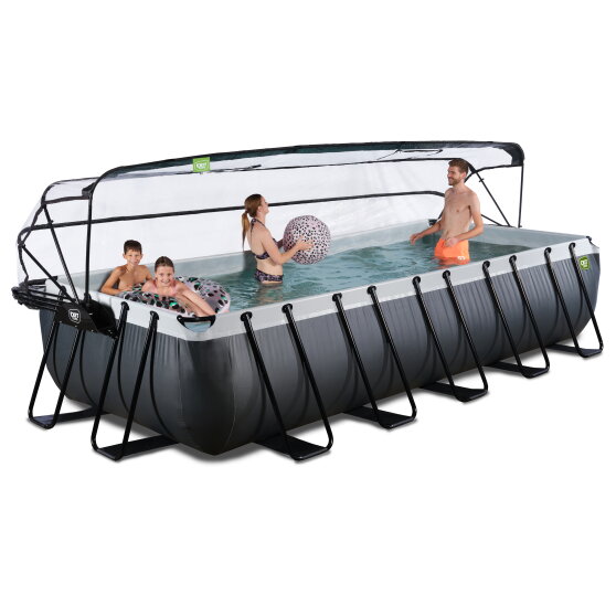 EXIT Black Leather Pool 540x250x100cm mit Sandfilterpumpe und Abdeckung - schwarz