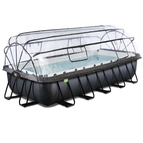 EXIT Black Leather Pool 540x250x100cm mit Sandfilterpumpe und Abdeckung und W&auml;rmepumpe - schwarz