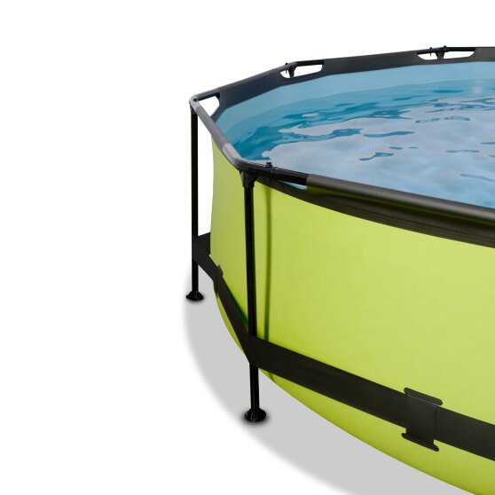 EXIT Lime Pool ø300x76cm mit Filterpumpe und Abdeckung und Sonnensegel - grün