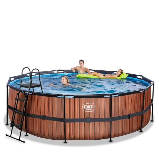 EXIT Wood Pool &oslash;450x122cm mit Sandfilterpumpe - braun