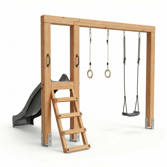 EXIT Linea Massiv 140 Schaukel mit Rutsche und Turnringen