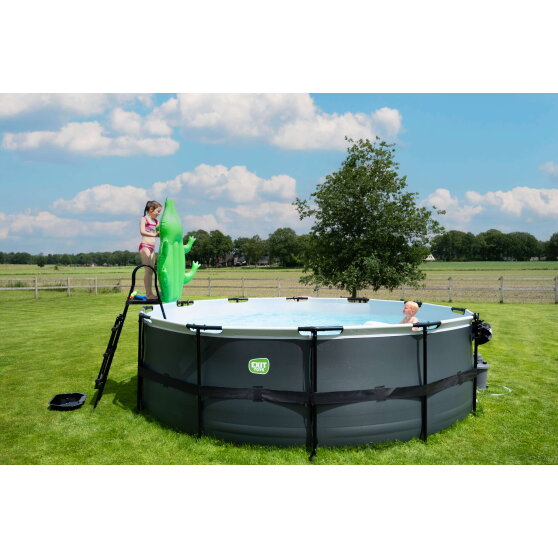 EXIT Stone Pool &oslash;450x122cm mit Sandfilterpumpe - grau