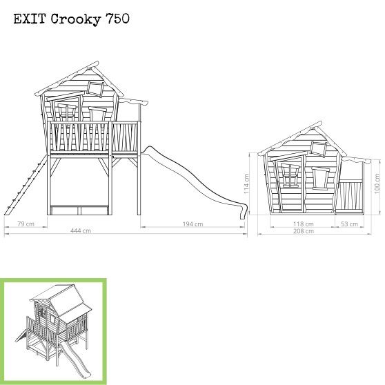 EXIT Crooky 750 Holzspielhaus - graubeige
