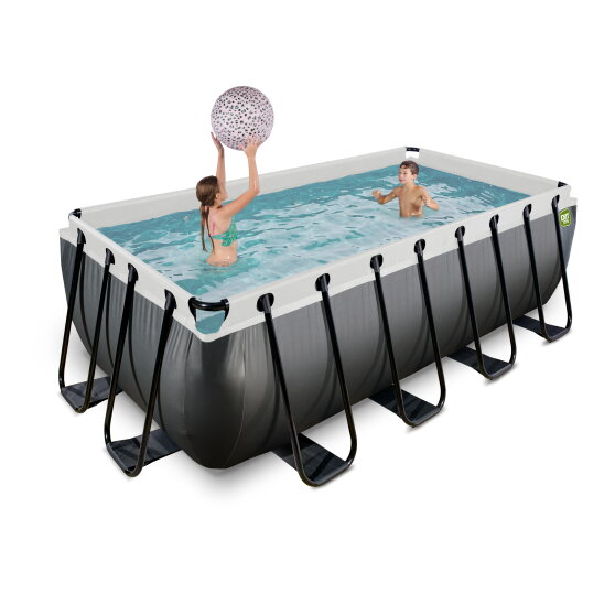 EXIT Black Leather Pool 400x200x122cm mit Sandfilterpumpe - schwarz