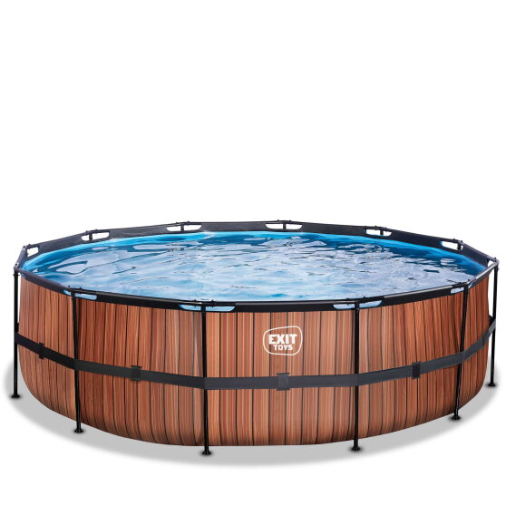 EXIT Wood Pool &oslash;488x122cm mit Sandfilterpumpe - braun