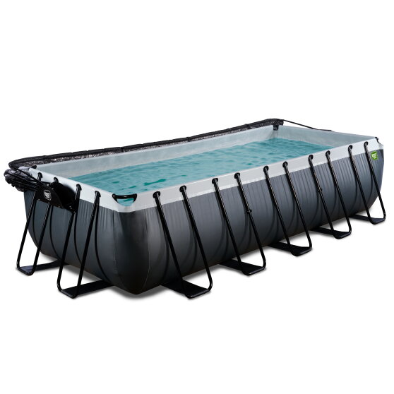 EXIT Black Leather Pool 540x250x122cm mit Sandfilterpumpe und Abdeckung - schwarz