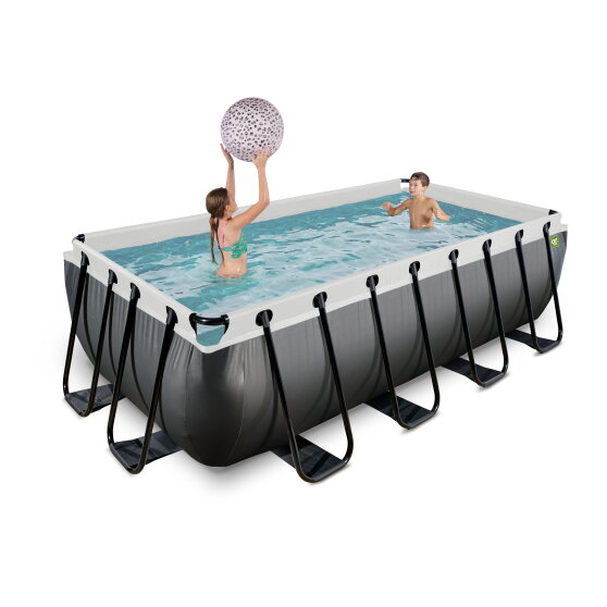 EXIT Black Leather Pool 400x200x100cm mit Sandfilterpumpe - schwarz