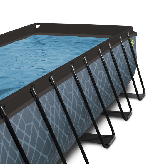 EXIT Stone Pool 540x250x100cm mit Sandfilterpumpe und Abdeckung und W&auml;rmepumpe - grau