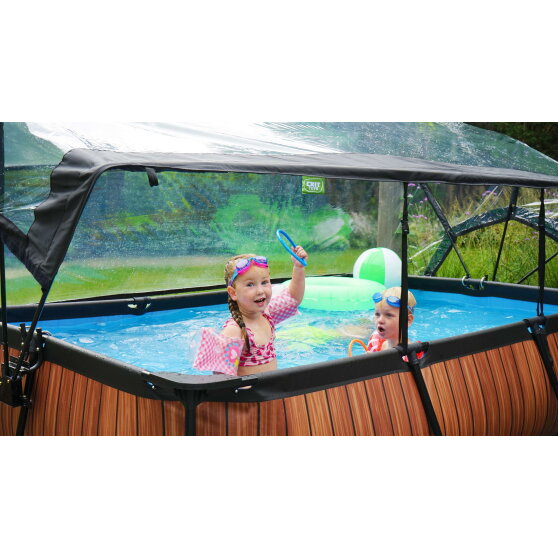 EXIT Stone Pool 300x200x65cm mit Filterpumpe und Abdeckung - grau