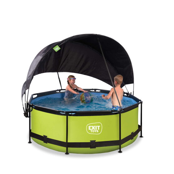 EXIT Lime Pool &oslash;244x76cm mit Filterpump und Sonnensegel - gr&uuml;n