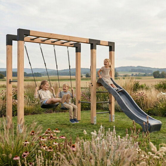 EXIT Linea Robust 110 Monkeybar mit Doppelschaukel und Rutsche
