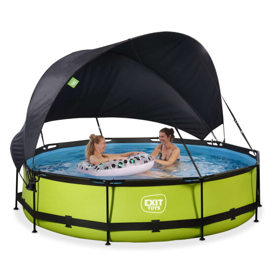 EXIT Lime Pool ø360x76cm mit Filterpump und Sonnensegel - grün