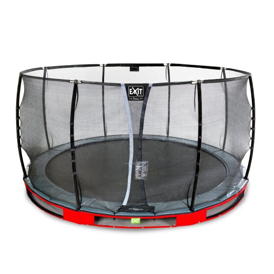 EXIT Elegant Premium Inground-Trampolin ø366cm mit Deluxe Sicherheitsnetz - rot