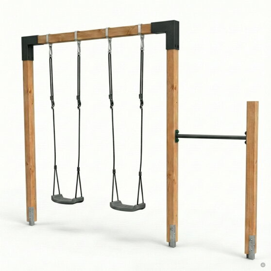 EXIT Linea 85 doppelte Holzschaukel mit Reckstange | Douglas-Holz