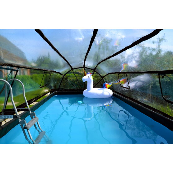 EXIT Stone Pool 540x250x100cm mit Sandfilterpumpe und Abdeckung und W&auml;rmepumpe - grau