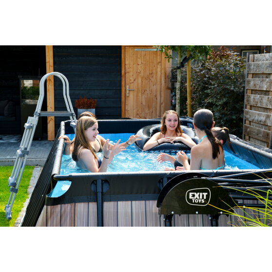 EXIT Black Leather Pool 400x200x100cm mit Sandfilterpumpe - schwarz