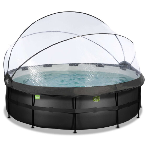EXIT Black Leather Pool &oslash;450x122cm mit Sandfilterpumpe und Abdeckung - schwarz