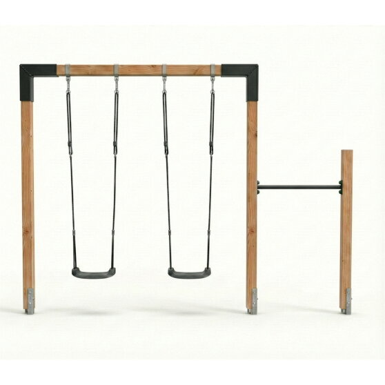 EXIT Linea 85 doppelte Holzschaukel mit Reckstange | Douglas-Holz