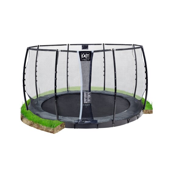 EXIT Supreme ebenerdiges Trampolin ø366cm mit Sicherheitsnetz - grau