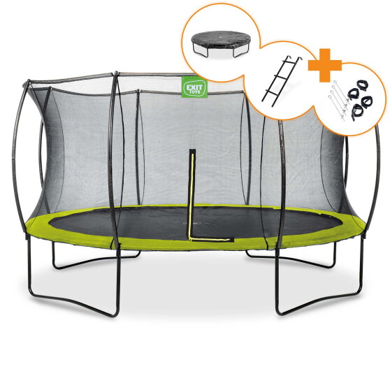 EXIT Silhouette Trampolin ø427cm - grün + gratis Zubehörset