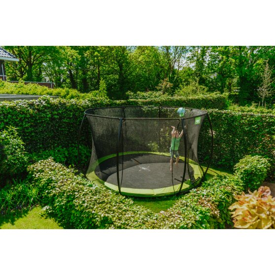 EXIT Silhouette Bodentrampolin ø427cm mit Sicherheitsnetz - grün