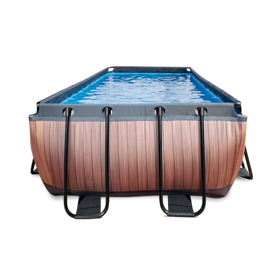 EXIT Wood Pool 400x200x122cm mit Sandfilterpumpe - braun