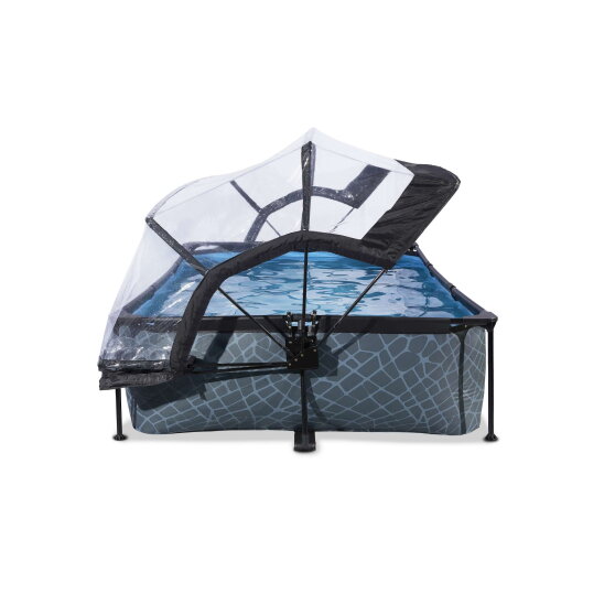 EXIT Stone Pool 300x200x65cm mit Filterpumpe und Abdeckung - grau