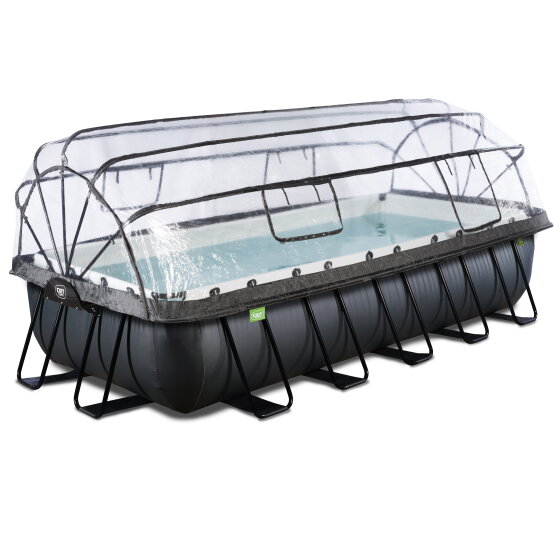 EXIT Black Leather Pool 540x250x100cm mit Sandfilterpumpe und Abdeckung und Wärmepumpe - schwarz