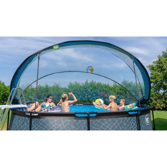 EXIT Black Leather Pool &oslash;450x122cm mit Sandfilterpumpe und Abdeckung - schwarz