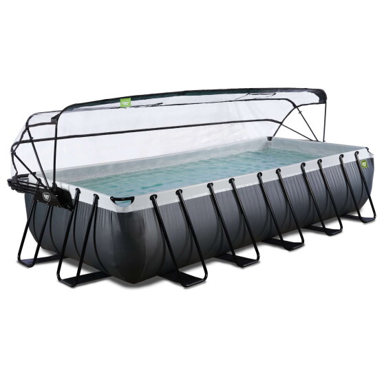 EXIT Black Leather Pool 540x250x100cm mit Sandfilterpumpe und Abdeckung und W&auml;rmepumpe - schwarz