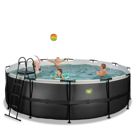 EXIT Black Leather Pool &oslash;450x122cm mit Sandfilterpumpe - schwarz