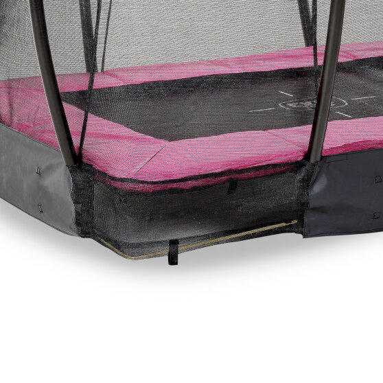 EXIT Silhouette Bodentrampolin 153x214cm mit Sicherheitsnetz - rosa