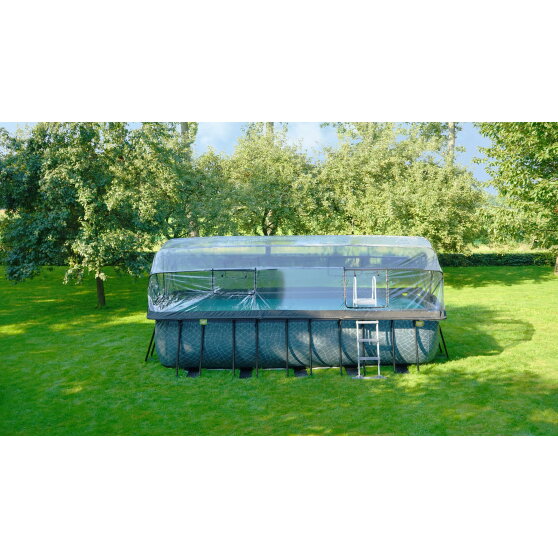 EXIT Wood Pool 540x250x122cm mit Sandfilterpumpe und Abdeckung und W&auml;rmepumpe - braun